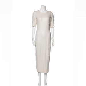 LAPOINTE Crew Neck Long Dress Shift Ivory